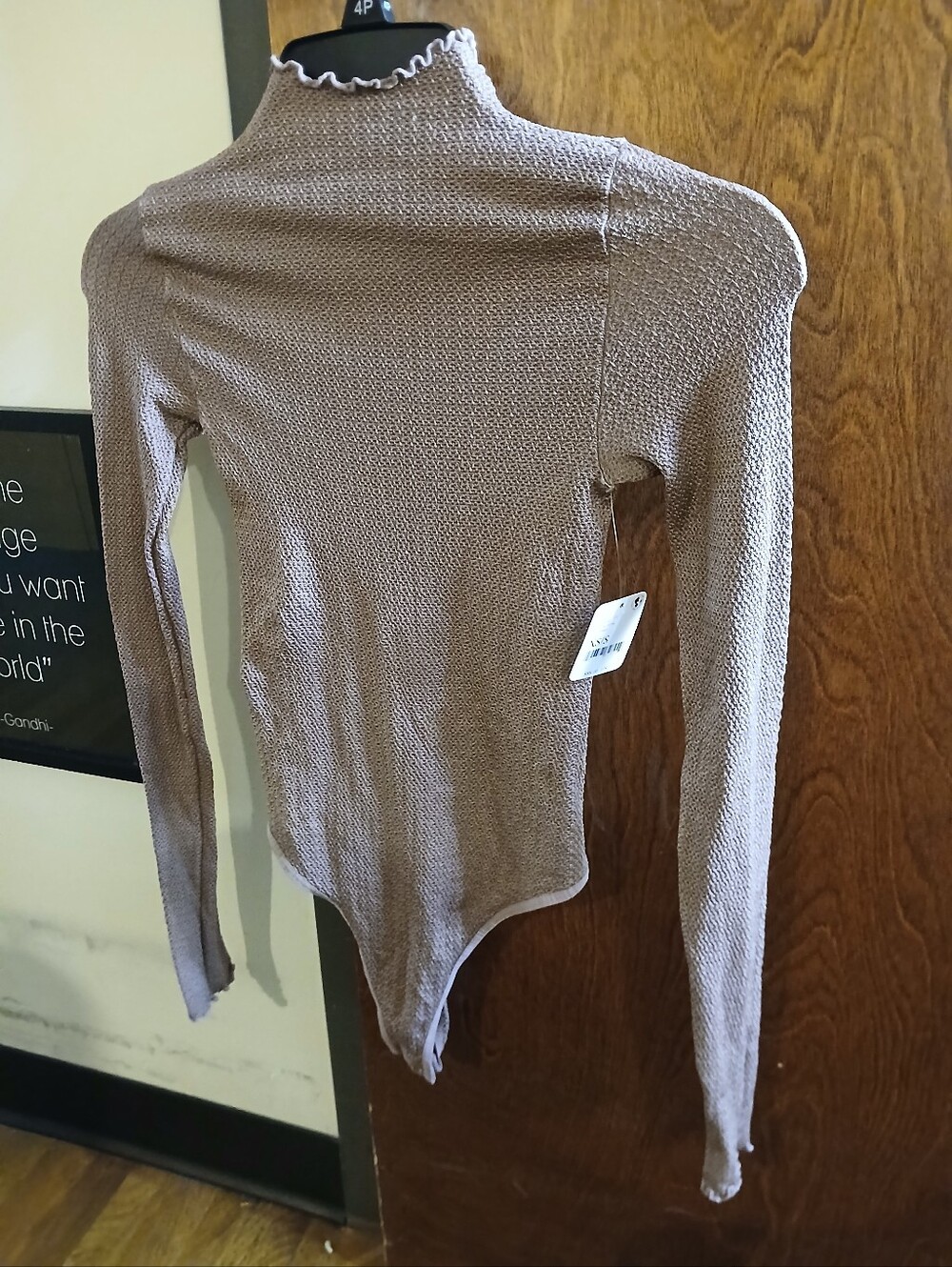 NWT/ INTIMATELY FREE PEOPLE mauve textured turtleneck bodysuit